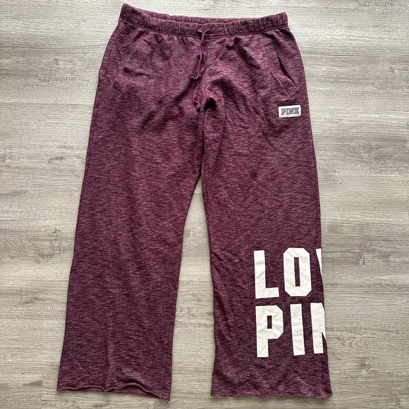 PINK Victoria's Secret Purple Sweatpants Relaxed Y2k Fit Sz L run big - Picture 1 of 4